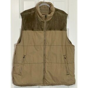 Vintage GAP Vest Mens 2XL Tan Suede Leather Puffer Y2K Outdoor Casual‎ Insulated